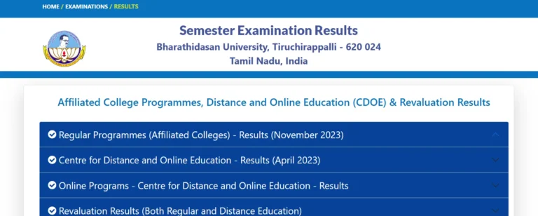 Bharathidasan University Result 2024 OUT on bdu.ac.in Students Can Now Download BDU UG & PG Semester Marksheets.