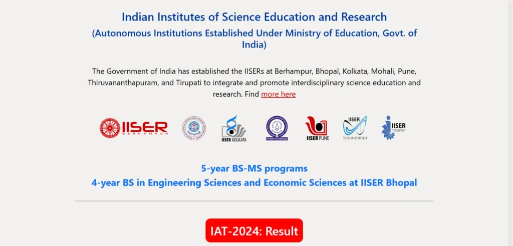 IISER IAT Result 2024 Declared Check Your Scores Now