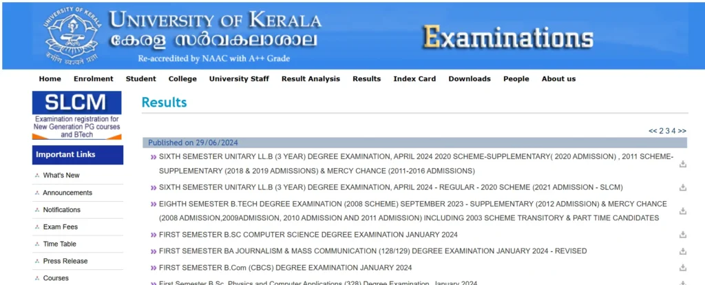 Kerala University Result 2024 OUT June 29, 2024 – Important Update, Kerala University Result 2024 Released!