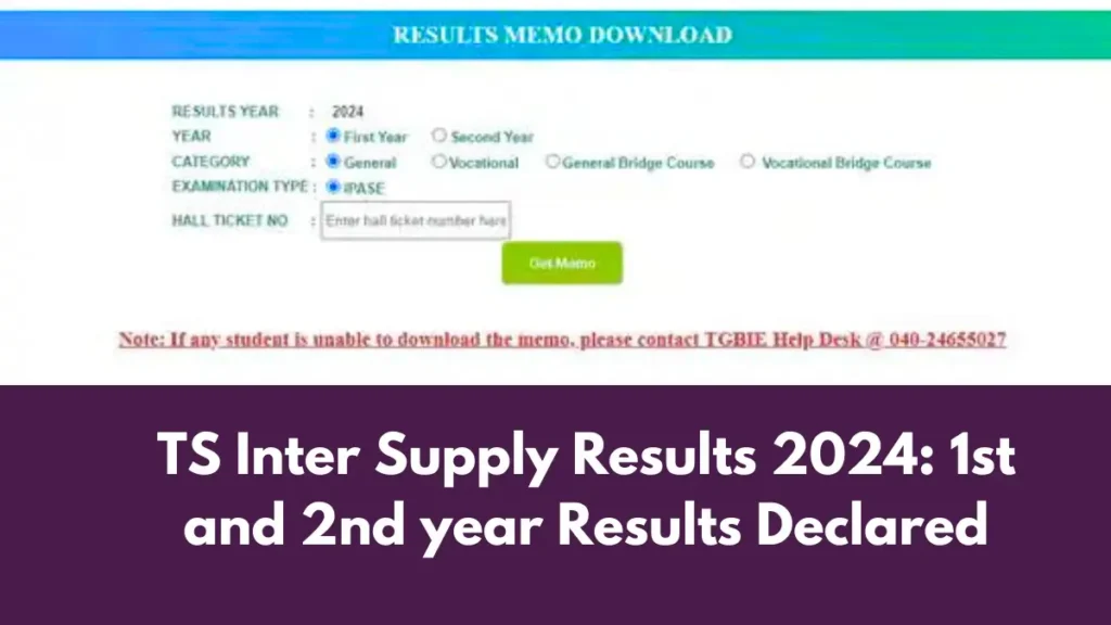 TS Inter Supply Results 2024 Check Your Scores Now @tsbie.cgg.gov.in