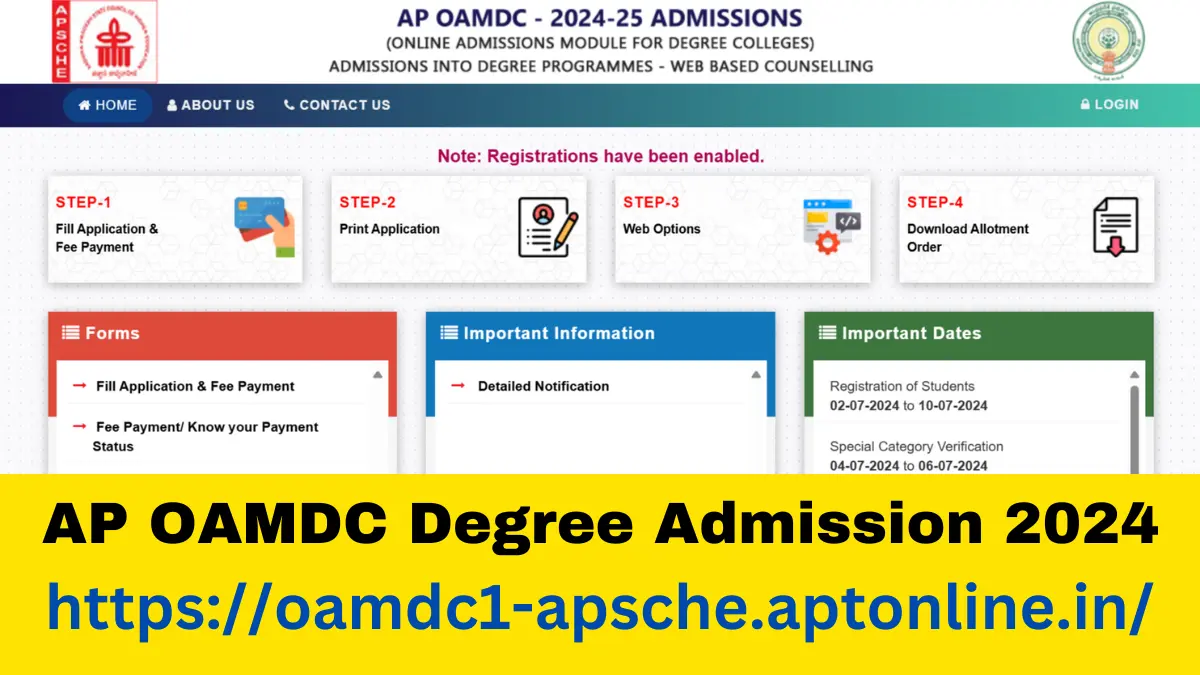 AP OAMDC Degree Admission 2024 Online Registration Begins at oamdc1-apsche.aptonline.in, Steps to Apply Here
