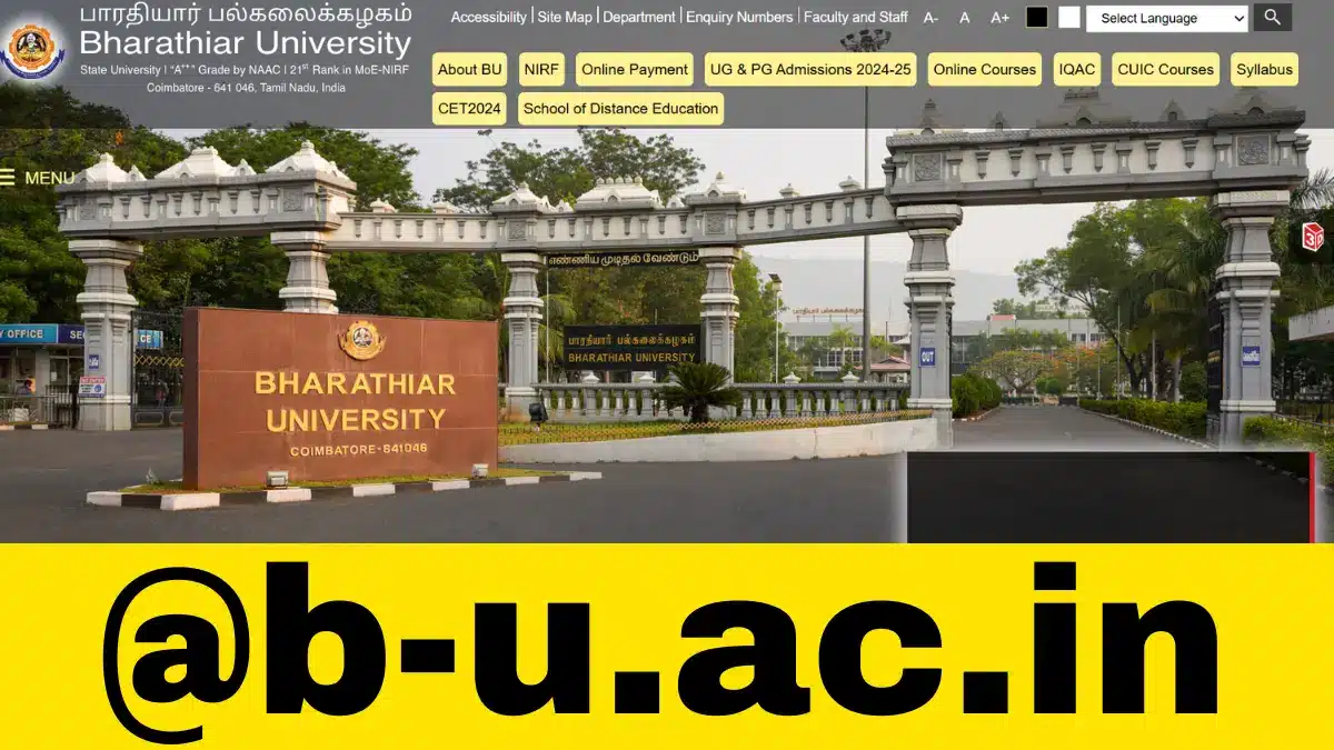 Bharathiar University Result 2024 – Check UG and PG Marksheets @b-u.ac.in