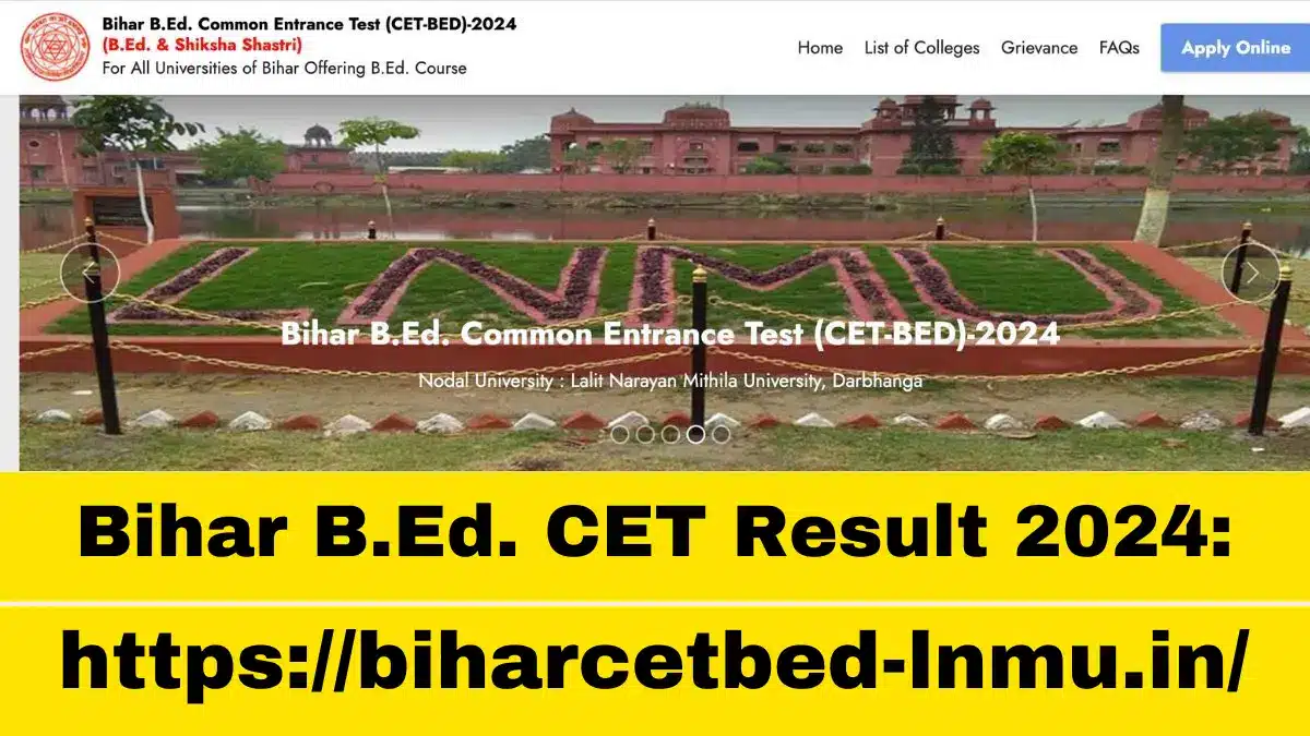 Bihar B.Ed. CET Result 2024 Check Score Card & Cut off Marks