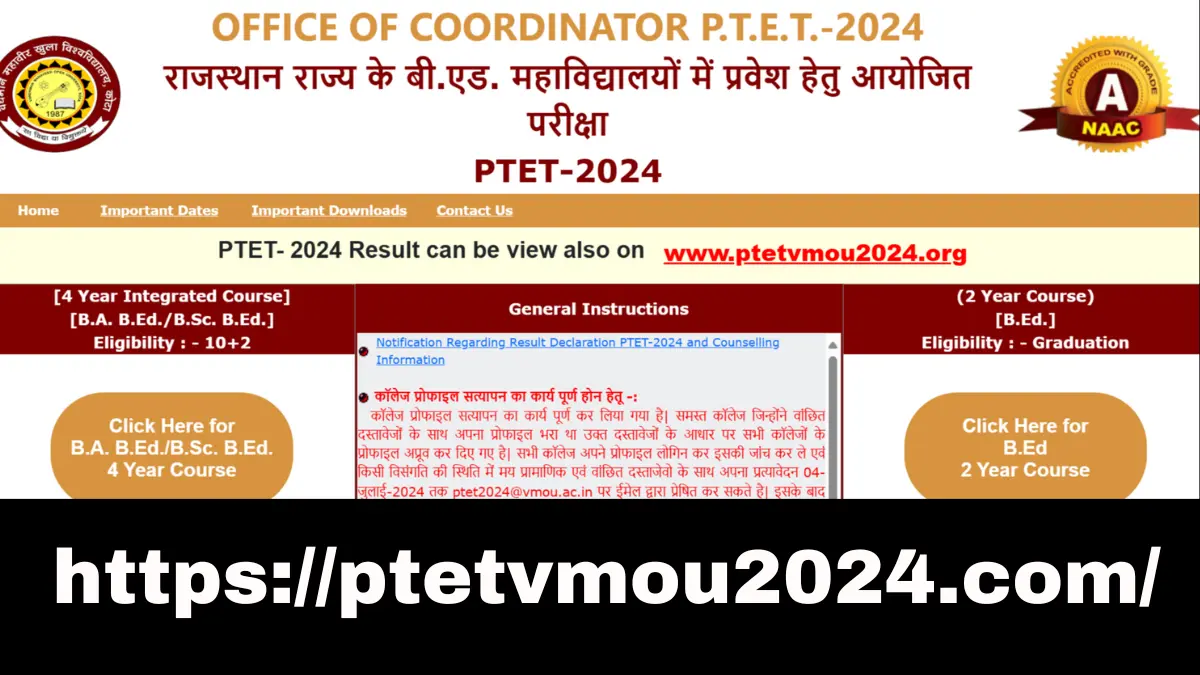 Rajasthan PTET Result 2024 Declared! Check Your Scores Now on ptetvmou2024.com